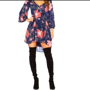 Free People Floral Navy Blue Eyes on You Dress with pockets Size 0
